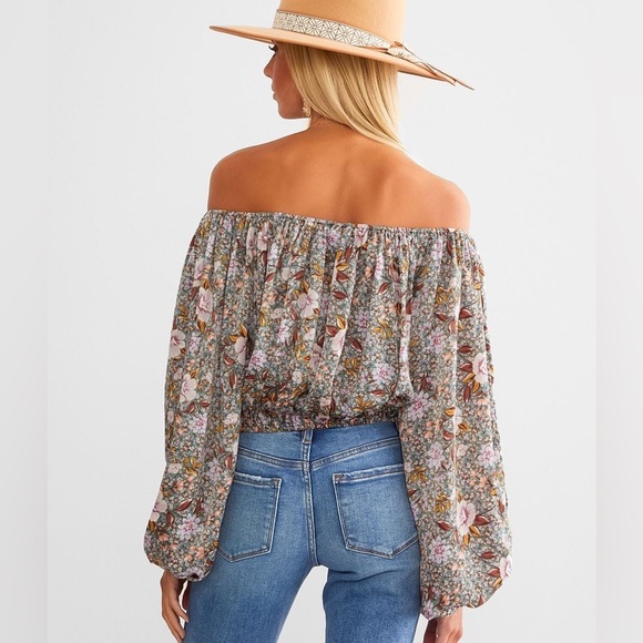 WILLOW & ROOT Floral Off The Shoulder‎ Top NWT XS - Picture 2 of 9